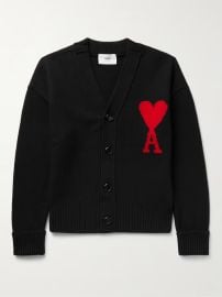 AMI PARIS Logo-Intarsia Virgin Wool Cardigan MR PORTER at Mr Porter